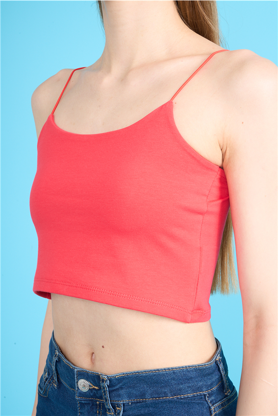 C.K Y26 8453 Fithit Byn Ip Askılı Penye Crop Atlet Nar Cıcegı