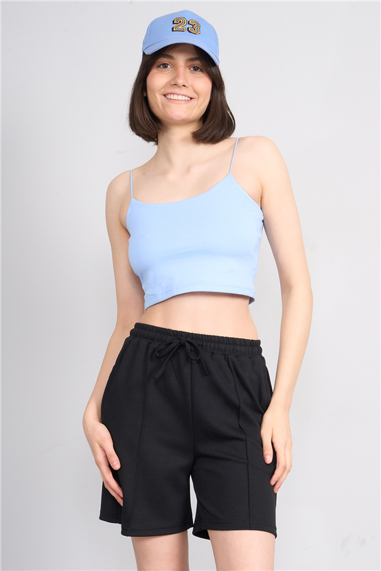 C.K Y26 8453 Fithit Byn Ip Askılı Penye Crop Atlet Bebe Mavi