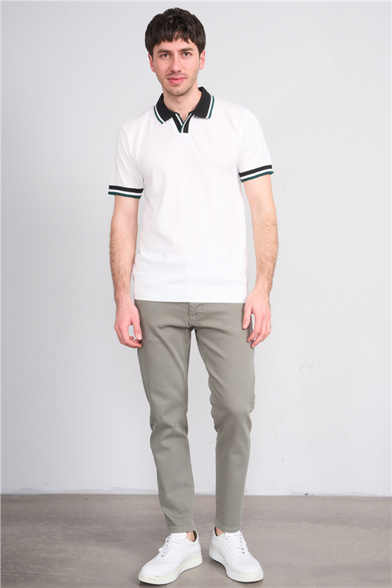 C.K Y26 804 Beyaz Erkek Triko Polo Yaka Tişört M-Xxl