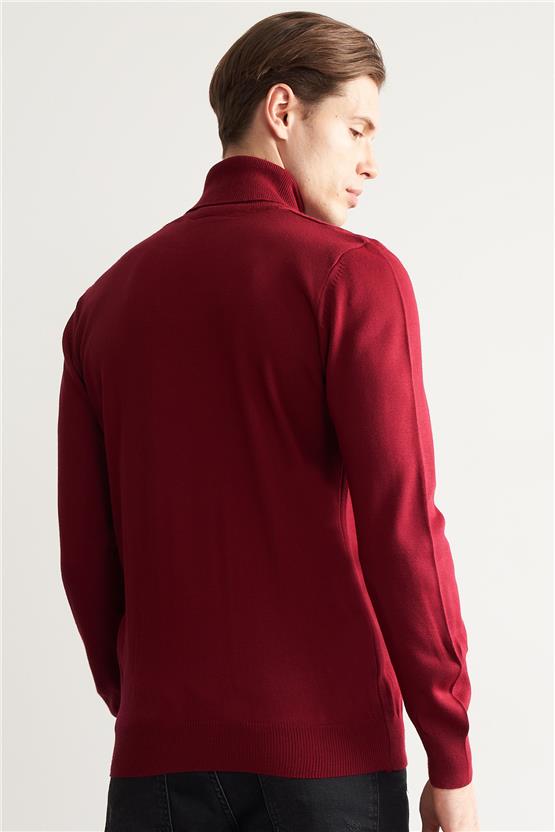 C.K 3177 Mentality Erkek Balıkçı Yaka Triko Basic Bordo