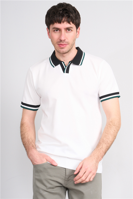 C.K Y26 804 Beyaz Erkek Triko Polo Yaka Tişört M-Xxl