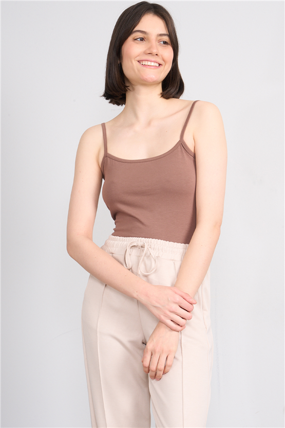 C.K Y26 8516 Fithit Byn Askılı Penye Atlet Kakao