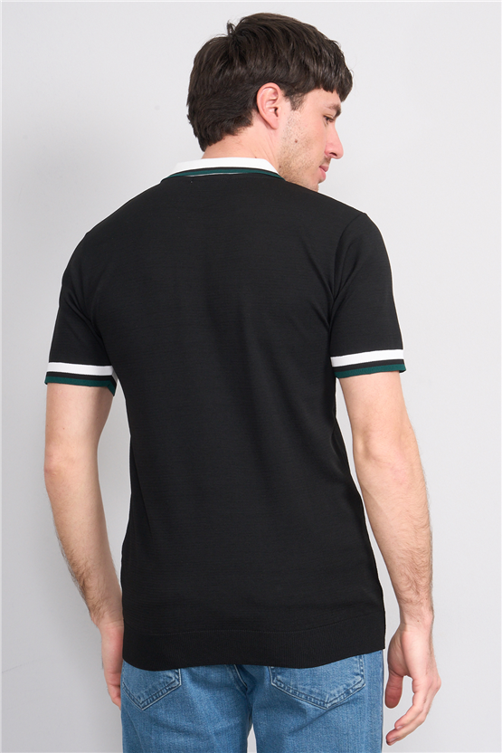 C.K Y26 804 Siyah Erkek Triko Polo Yaka Tişört M-Xxl
