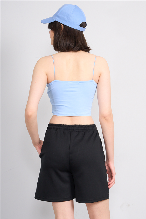 C.K Y26 8453 Fithit Byn Ip Askılı Penye Crop Atlet Bebe Mavi