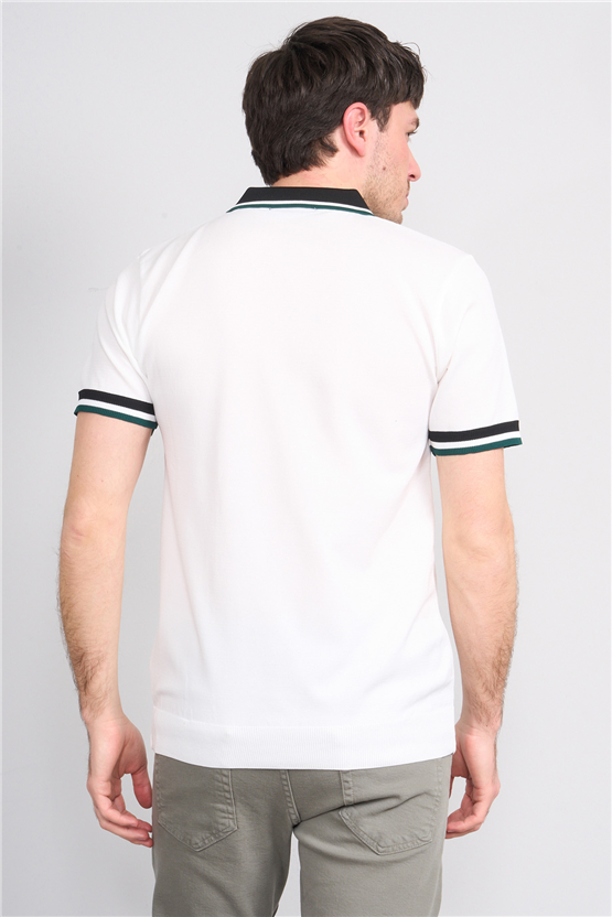 C.K Y26 804 Beyaz Erkek Triko Polo Yaka Tişört M-Xxl