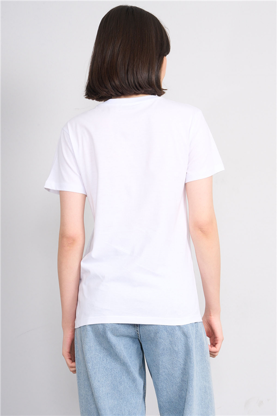 C.K Y26 3265 Fithit Byn V Yk. 30/1 Penye Basic Regular T-shirt Beyaz