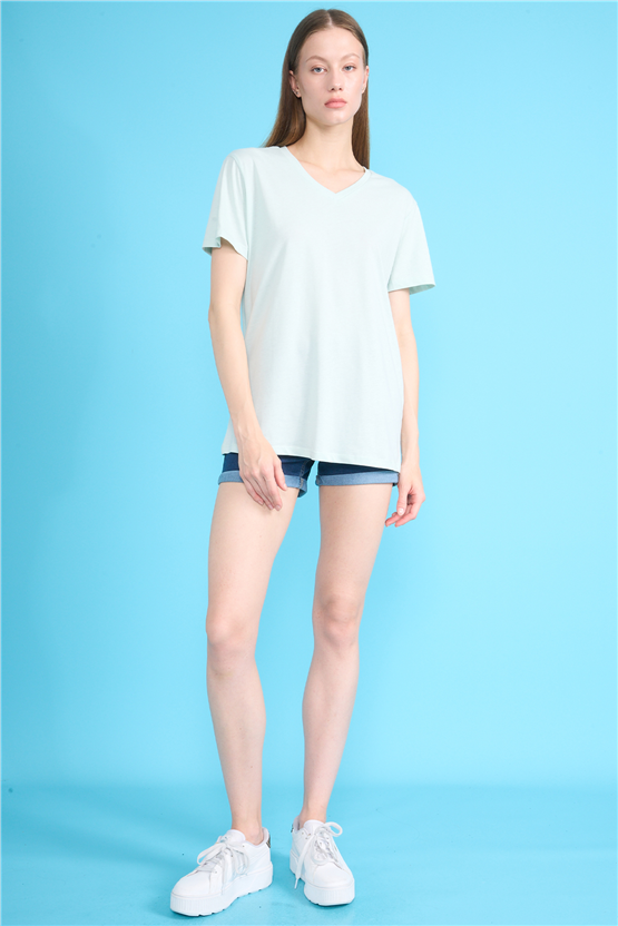 C.K Y26 3265 Fithit Byn V Yk. 30/1 Penye Basic Regular T-shirt Cagla