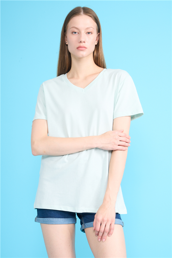 C.K Y26 3265 Fithit Byn V Yk. 30/1 Penye Basic Regular T-shirt Cagla