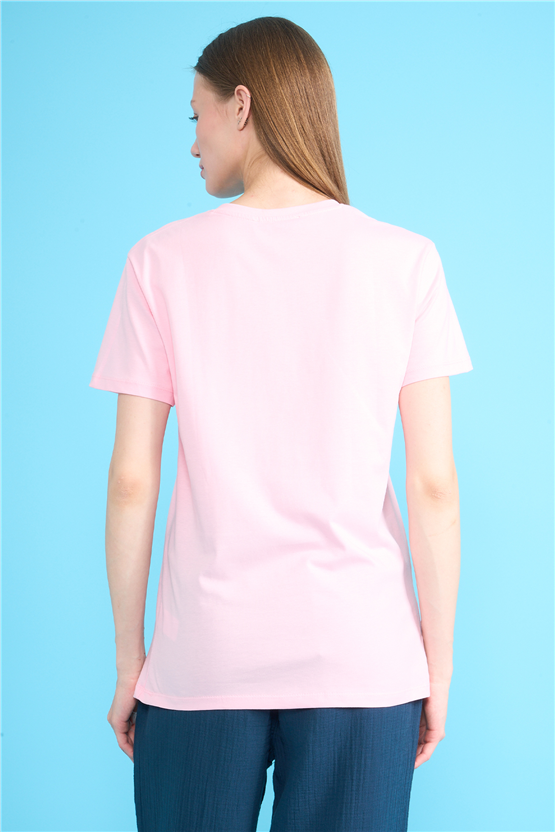 C.K Y26 3265 Fithit Byn V Yk. 30/1 Penye Basic Regular T-shirt A.Pembe