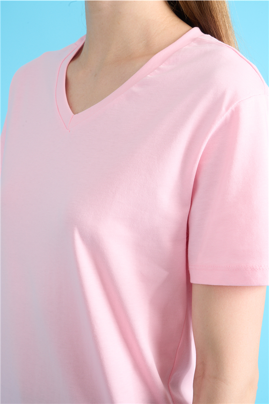 C.K Y26 3265 Fithit Byn V Yk. 30/1 Penye Basic Regular T-shirt A.Pembe