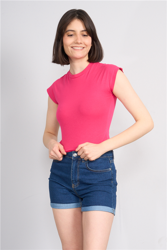 C.K Y26 3266 Fithit Byn B.Yk 30/1 Penye Crop T-shirt Fusya