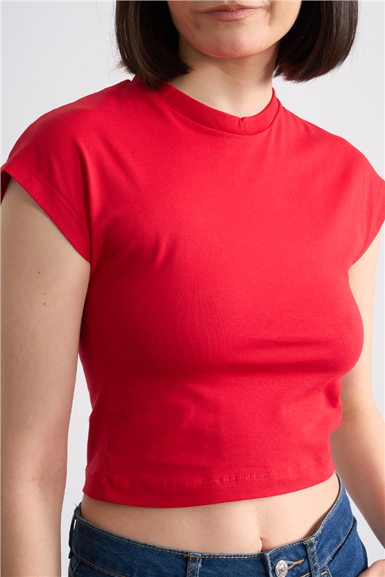 C.K Y26 3266 Fithit Byn B.Yk 30/1 Penye Crop T-shirt Nar Cıcegı