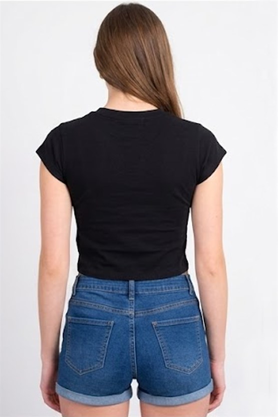 C.K Y26 3266 Fithit Byn B.Yk 30/1 Penye Crop T-shirt Siyah