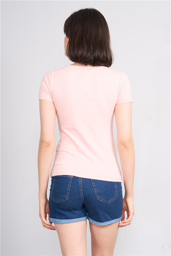 C.K Y26 8036 Pachie Byn V.Yk Basic T-shirt Pudra