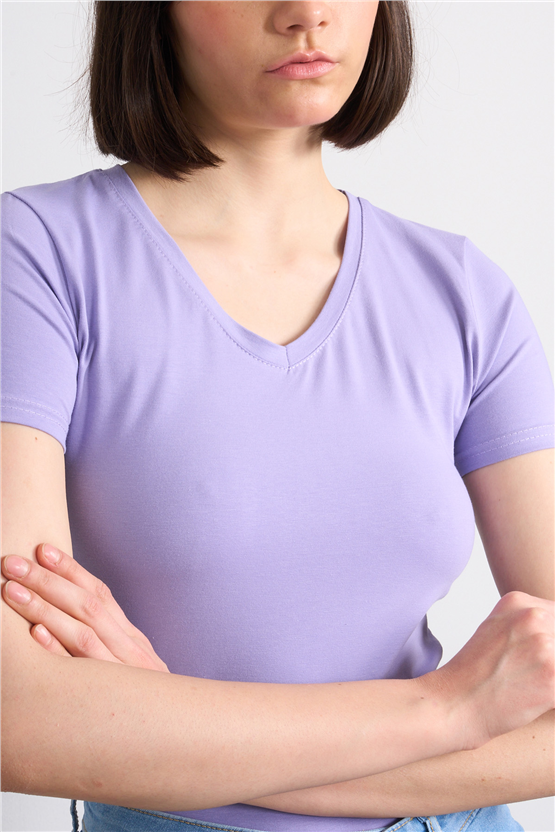 C.K Y26 8036 Pachie Byn V.Yk Basic T-shirt Mor