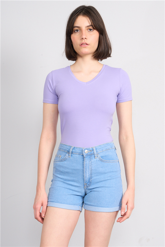 C.K Y26 8036 Pachie Byn V.Yk Basic T-shirt Mor
