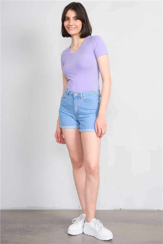 C.K Y26 8036 Pachie Byn V.Yk Basic T-shirt Mor