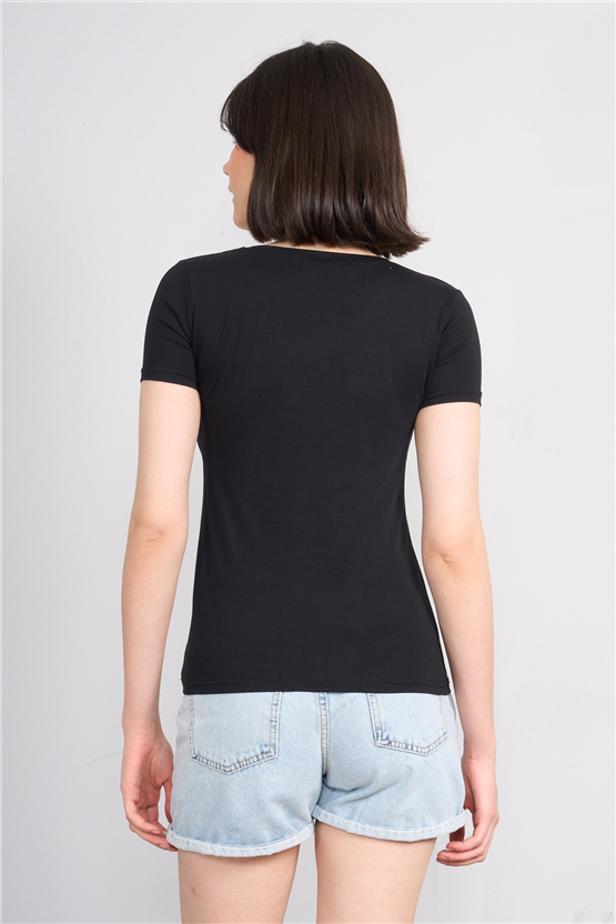C.K Y26 8036 Pachie Byn V.Yk Basic T-shirt Siyah