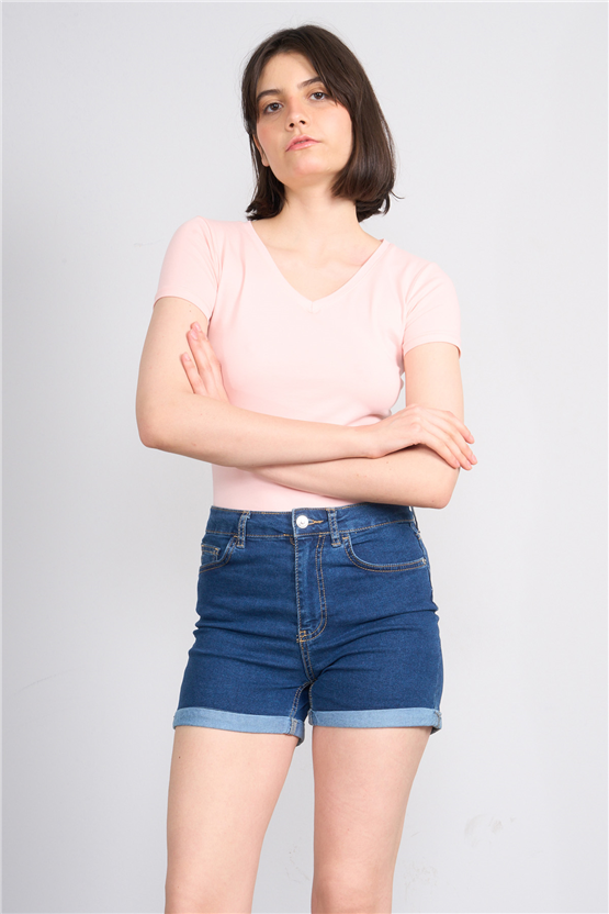 C.K Y26 8036 Pachie Byn V.Yk Basic T-shirt Pudra