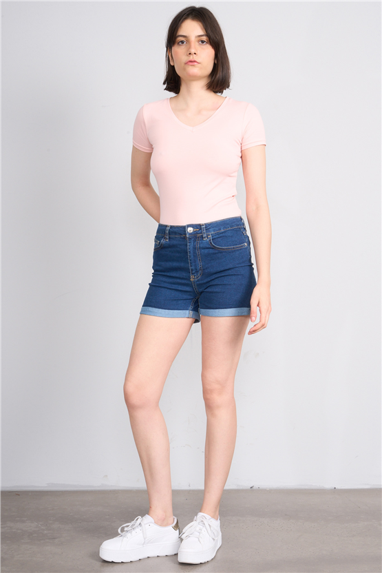 C.K Y26 8036 Pachie Byn V.Yk Basic T-shirt Pudra