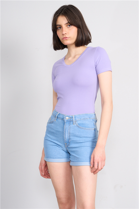 C.K Y26 8036 Pachie Byn V.Yk Basic T-shirt Mor