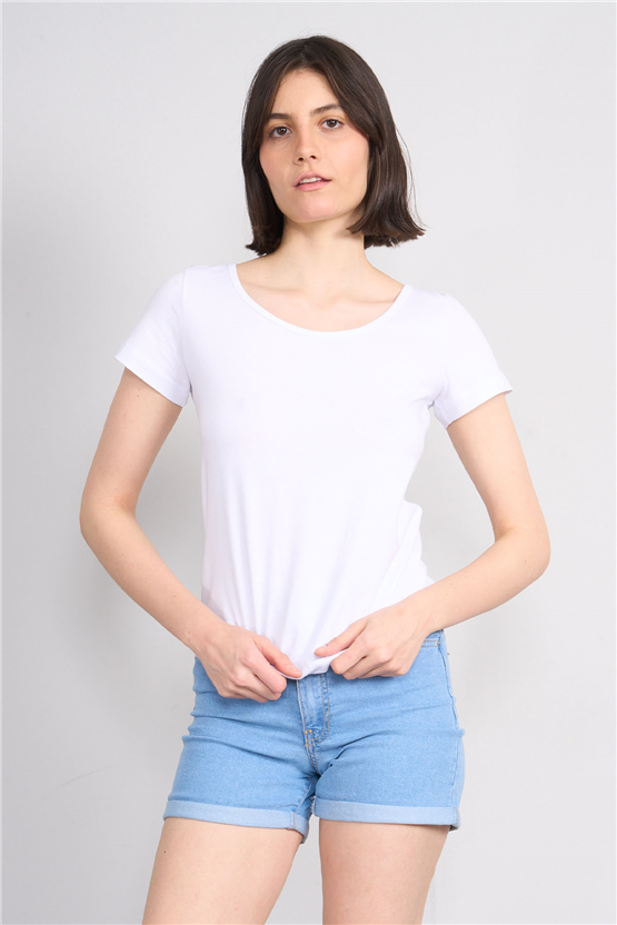 C.K Y26 8461 Fithit Byn U.Yk Penye Spagettı T-shirt Beyaz