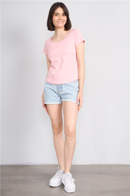 C.K Y26 8461 Fithit Byn U.Yk Penye Spagettı T-shirt Pudra