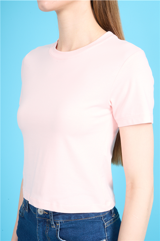 C.K Y26 8505 Fithit Byn B.Yk Penye Crop T-shirt Pembe