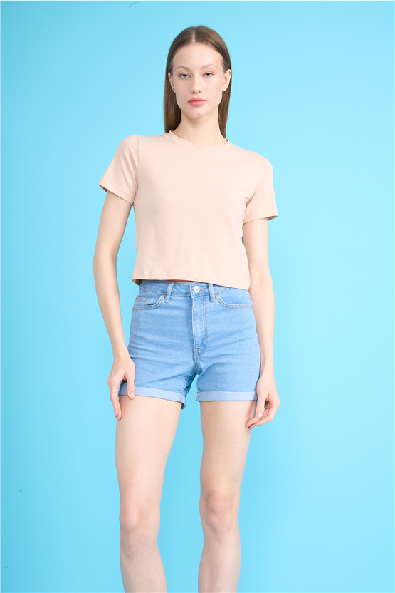 C.K Y26 8505 Fithit Byn B.Yk Penye Crop T-shirt Vizon