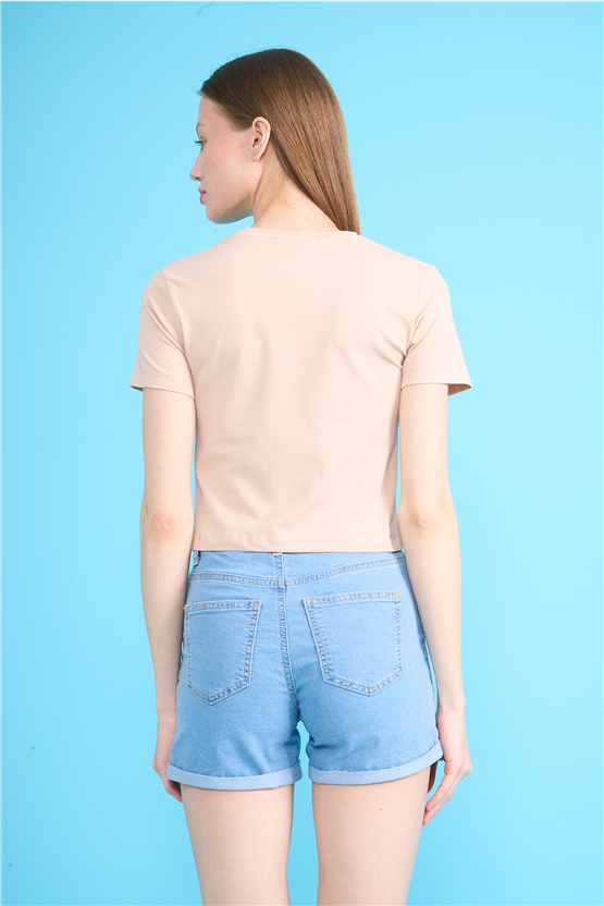 C.K Y26 8505 Fithit Byn B.Yk Penye Crop T-shirt Vizon