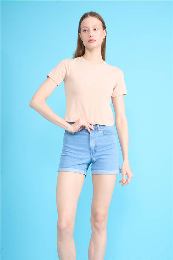 C.K Y26 8505 Fithit Byn B.Yk Penye Crop T-shirt Vizon