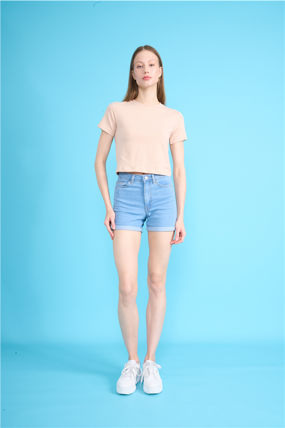C.K Y26 8505 Fithit Byn B.Yk Penye Crop T-shirt Vizon