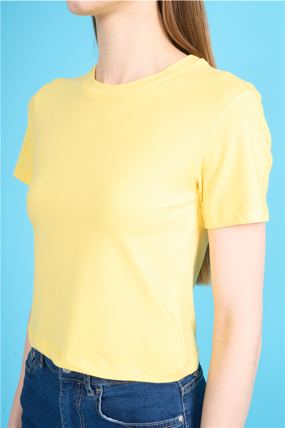 C.K Y26 8505 Fithit Byn B.Yk Penye Crop T-shirt U.Sarı