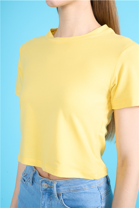 C.K Y26 8505 Fithit Byn B.Yk Penye Crop T-shirt U.Sarı