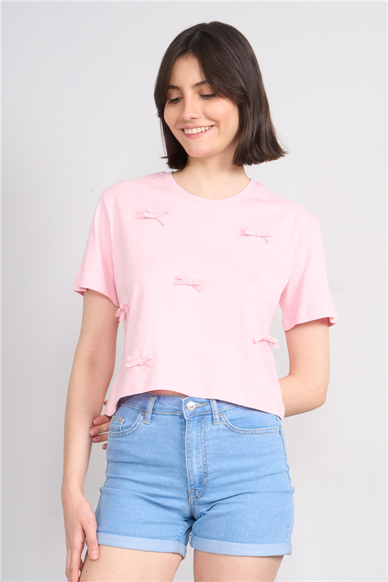 C.K Y26 8647 Fithit Byn B.Yk Regular Crop T-shirt Pembe