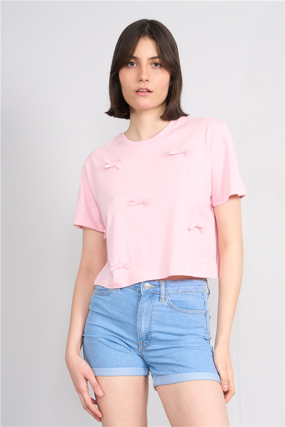 C.K Y26 8647 Fithit Byn B.Yk Regular Crop T-shirt Pembe