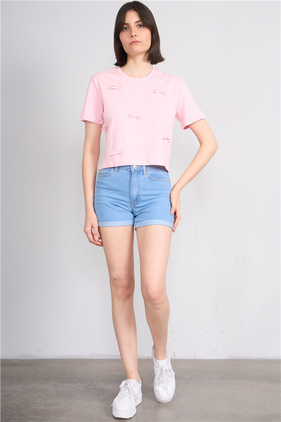 C.K Y26 8647 Fithit Byn B.Yk Regular Crop T-shirt Pembe