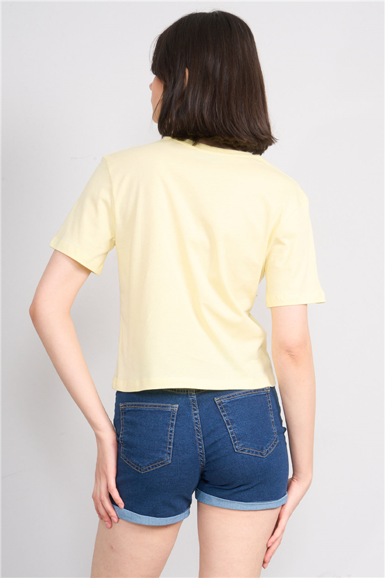 C.K Y26 8647 Fithit Byn B.Yk Regular Crop T-shirt U.Sarı