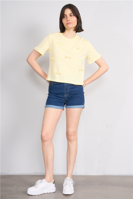 C.K Y26 8647 Fithit Byn B.Yk Regular Crop T-shirt U.Sarı