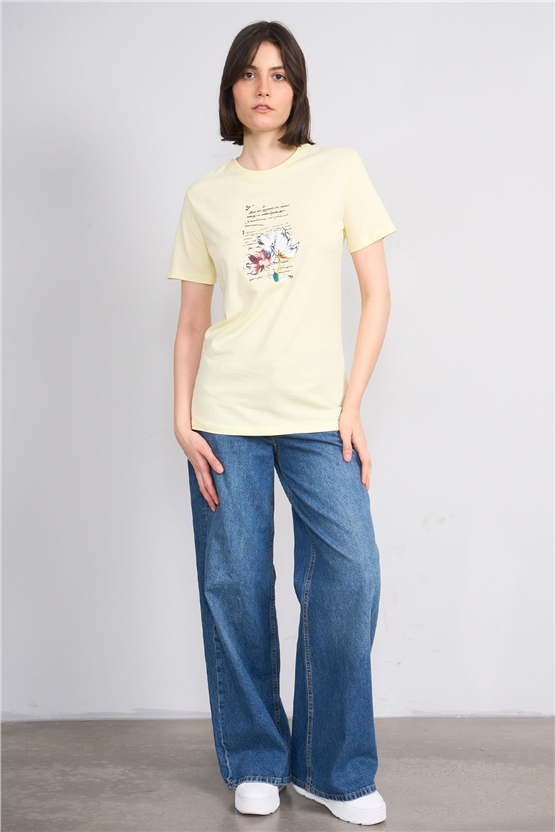 C.K Y26 8781 Fithit Byn B.Yk Regular Baskılı T-shirt U.Sarı