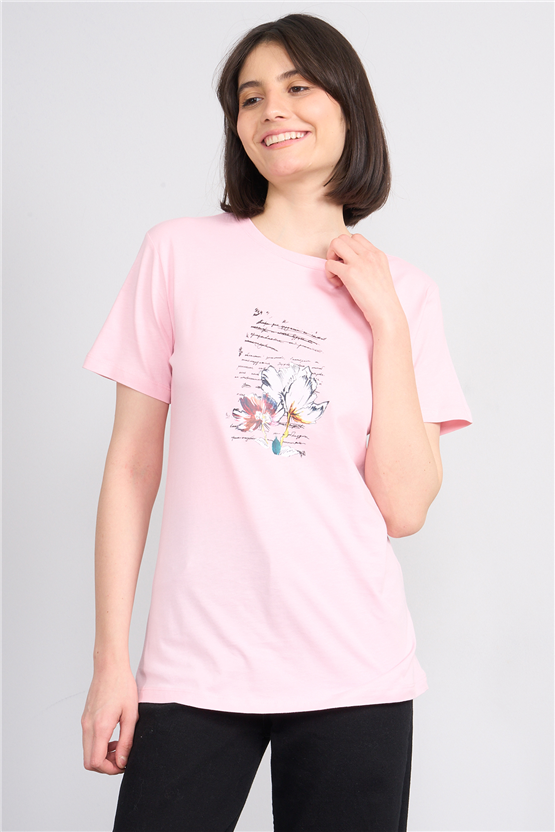 C.K Y26 8781 Fithit Byn B.Yk Regular Baskılı T-shirt A.Pembe