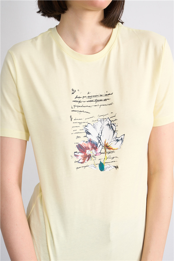 C.K Y26 8781 Fithit Byn B.Yk Regular Baskılı T-shirt U.Sarı