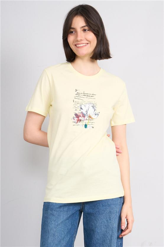 C.K Y26 8781 Fithit Byn B.Yk Regular Baskılı T-shirt U.Sarı