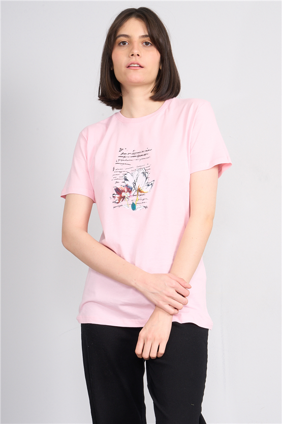 C.K Y26 8781 Fithit Byn B.Yk Regular Baskılı T-shirt A.Pembe