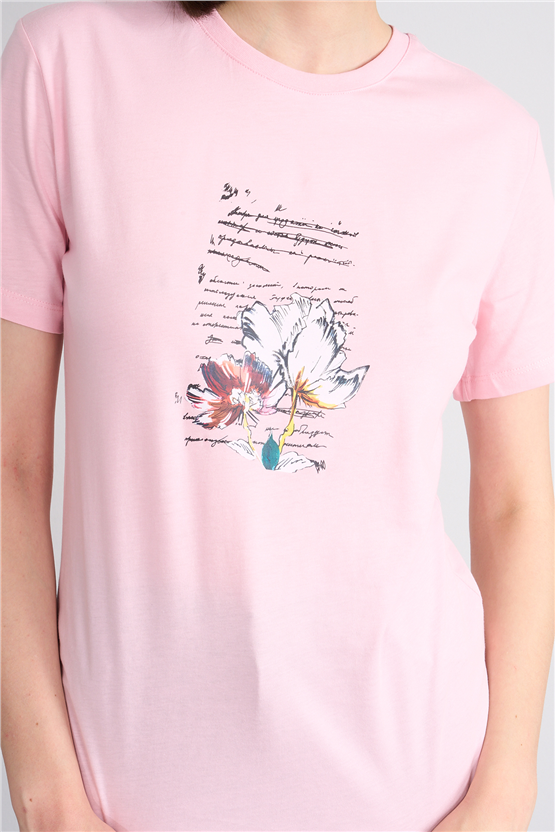 C.K Y26 8781 Fithit Byn B.Yk Regular Baskılı T-shirt A.Pembe