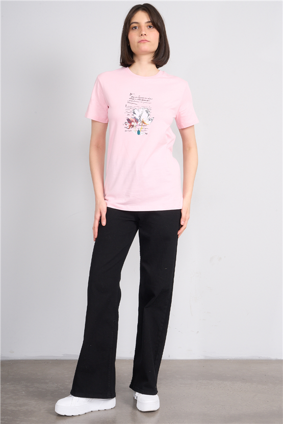 C.K Y26 8781 Fithit Byn B.Yk Regular Baskılı T-shirt A.Pembe