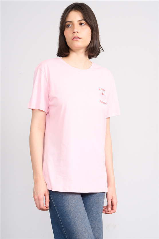 C.K Y26 8784 Fithit Byn B.Yk Regular Baskılı T-shirt A.Pembe
