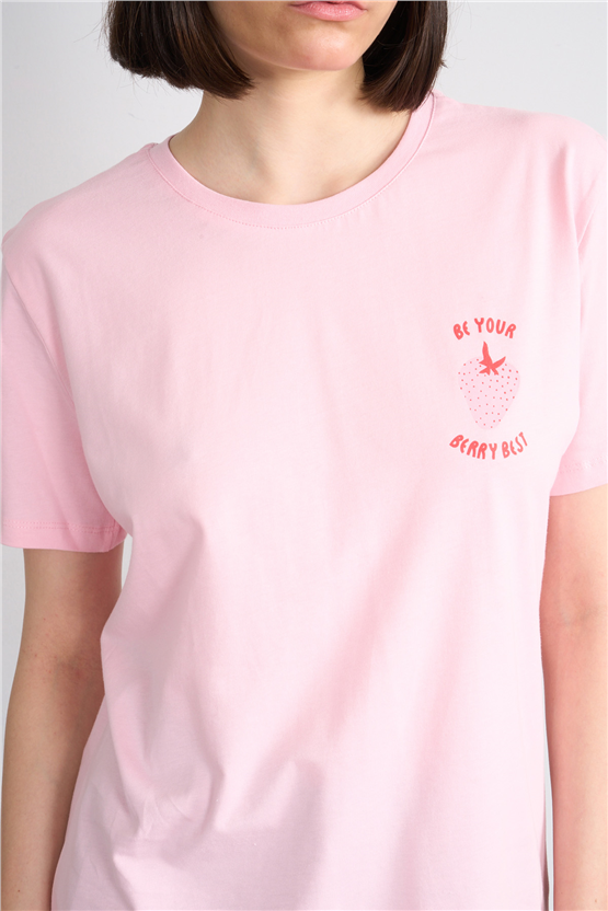 C.K Y26 8784 Fithit Byn B.Yk Regular Baskılı T-shirt A.Pembe