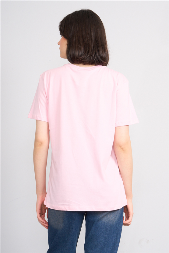 C.K Y26 8784 Fithit Byn B.Yk Regular Baskılı T-shirt A.Pembe