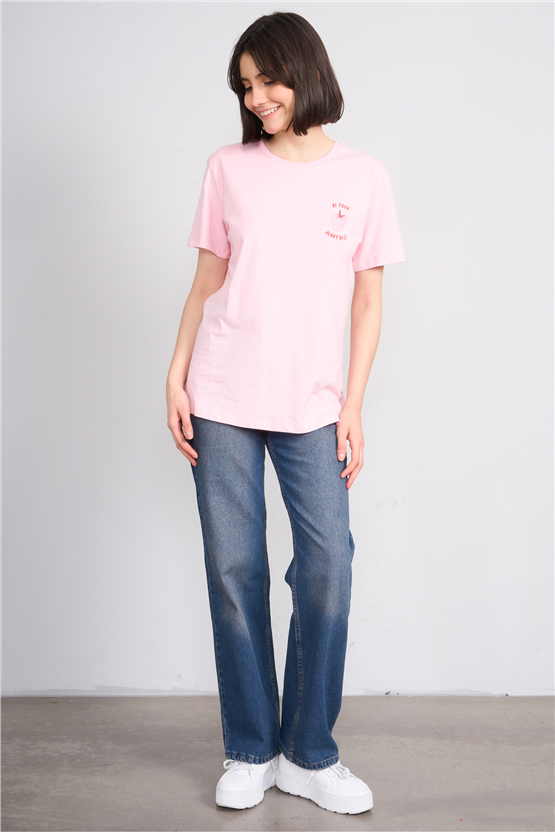 C.K Y26 8784 Fithit Byn B.Yk Regular Baskılı T-shirt A.Pembe